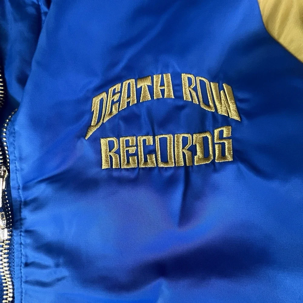 Death Row Records Blue Gold Long Parka Jacket Men's Medium‎ 2022 Embroidered